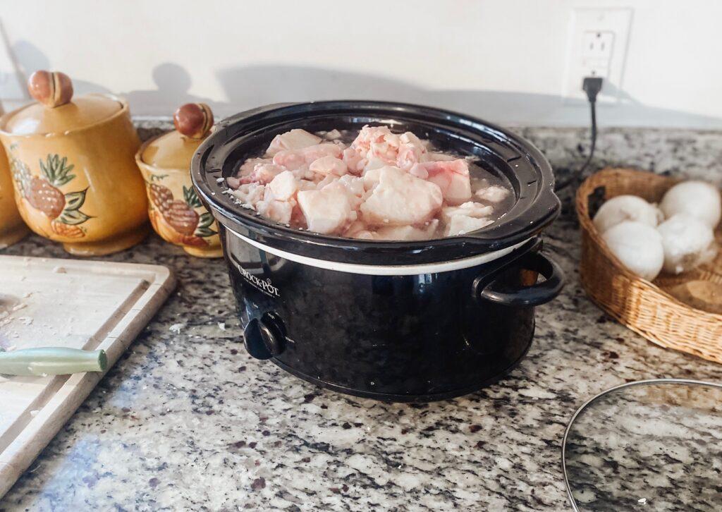 beef tallow wet rendering in a crockpot